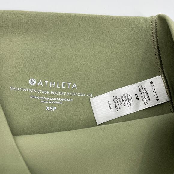 ATHLETA Salutation Stash II Pocket Cutout 7/8 Legging Womens Size XSP Green - Picture 3 of 7